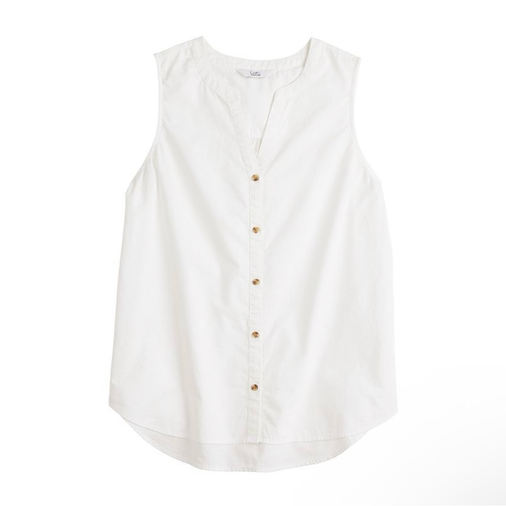 Women’s Croft & Barrow Button-Front Tank Top - White (XL)